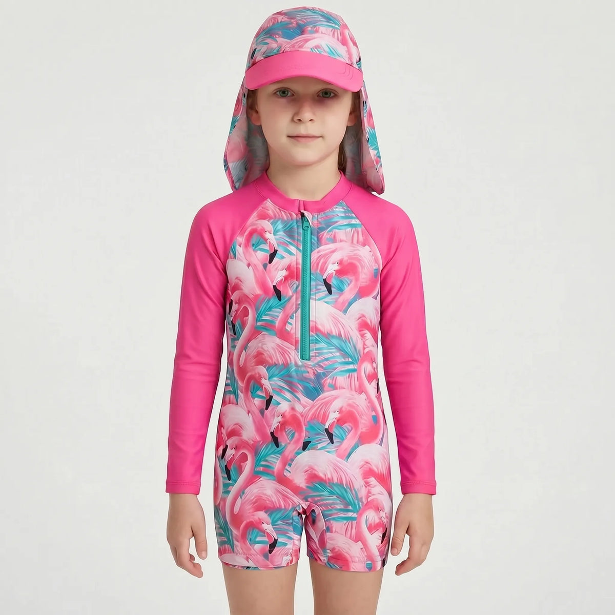 Floral Rash Guard Set for Toddler Girls with Sun Protection