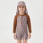 Floral Rash Guard Set for Toddler Girls with Sun Protection