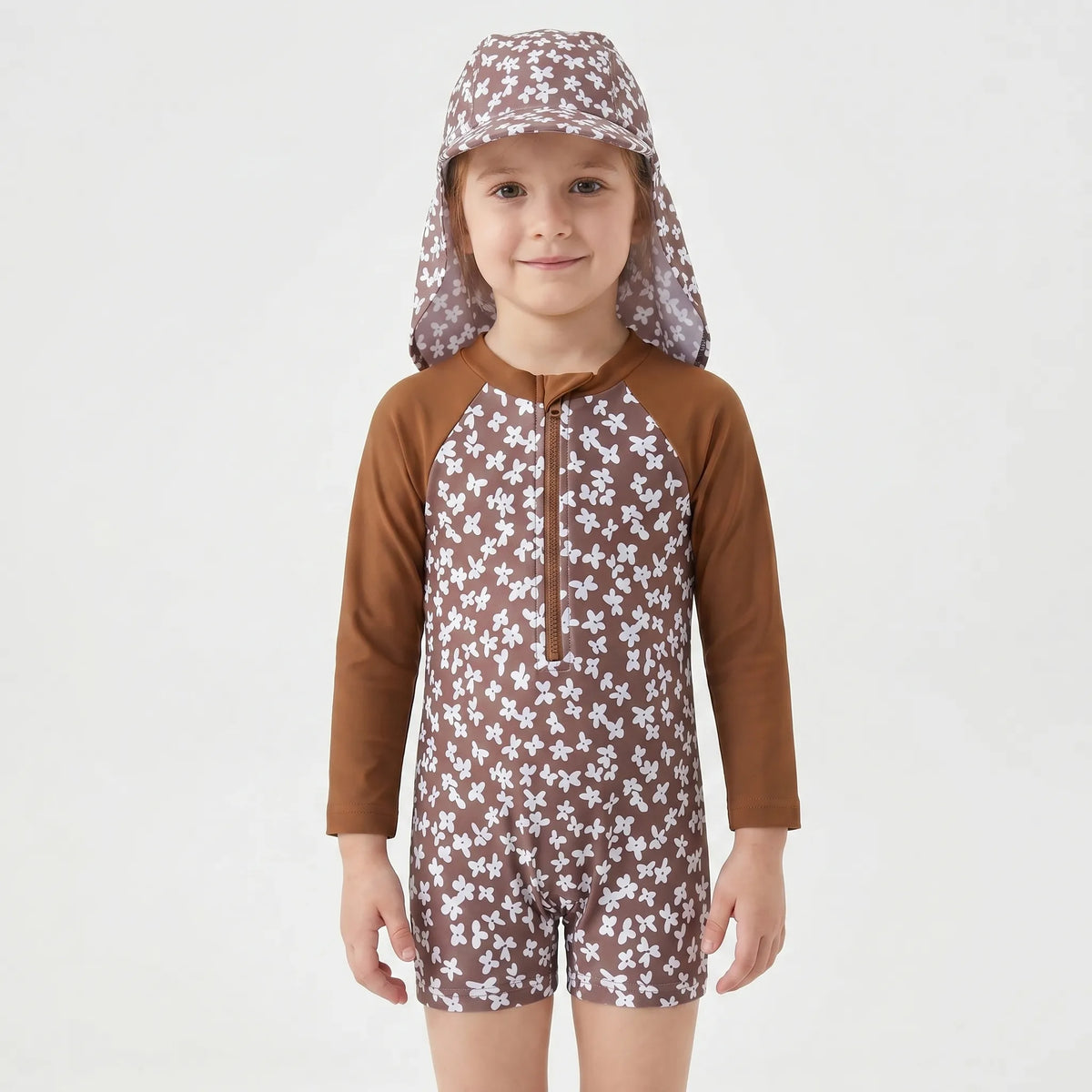 Floral Rash Guard Set for Toddler Girls with Sun Protection