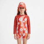 Floral Rash Guard Set for Toddler Girls with Sun Protection