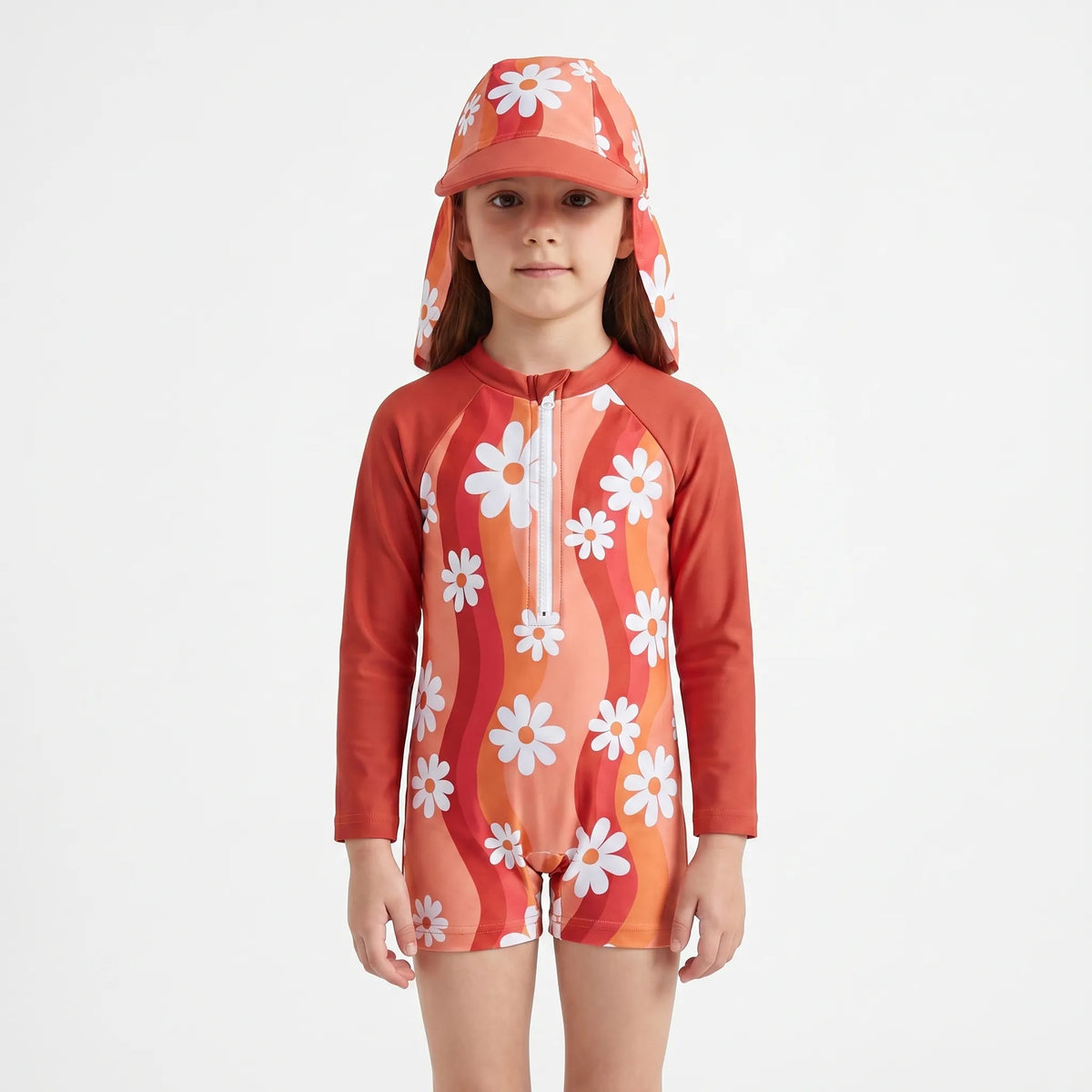 Floral Rash Guard Set for Toddler Girls with Sun Protection