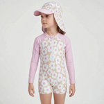 Floral Rash Guard Set for Toddler Girls with Sun Protection