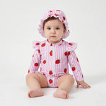Sun Hat Included - Long-Sleeve Swimsuit for Toddler Girls