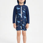 Long-Sleeve Swim Outfit for Toddlers with Sun Protection Hat