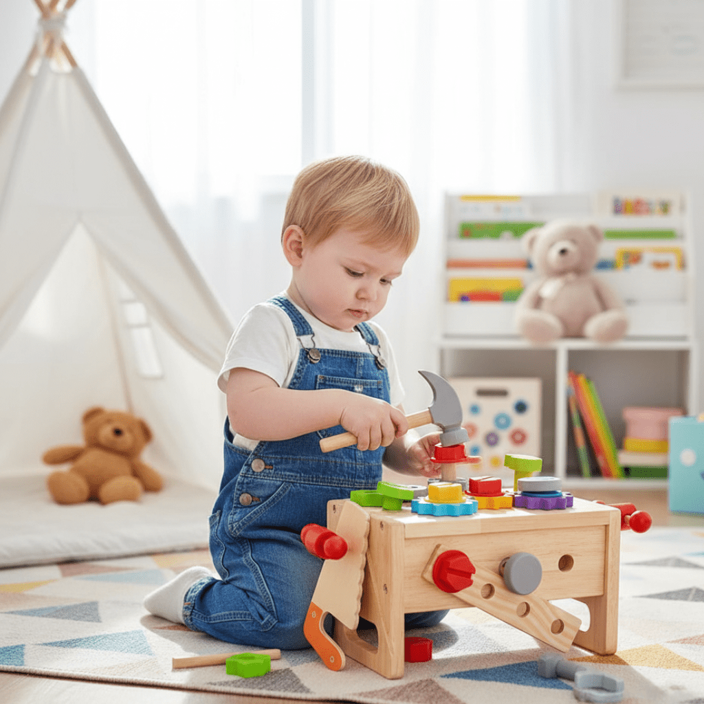 Building Toolbox Toy for Toddlers - Wooden Activity Set