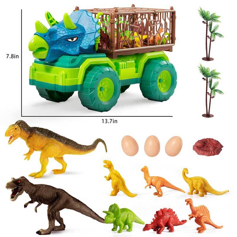 Dinosaur Transport Vehicle Playset with Figures for Kids