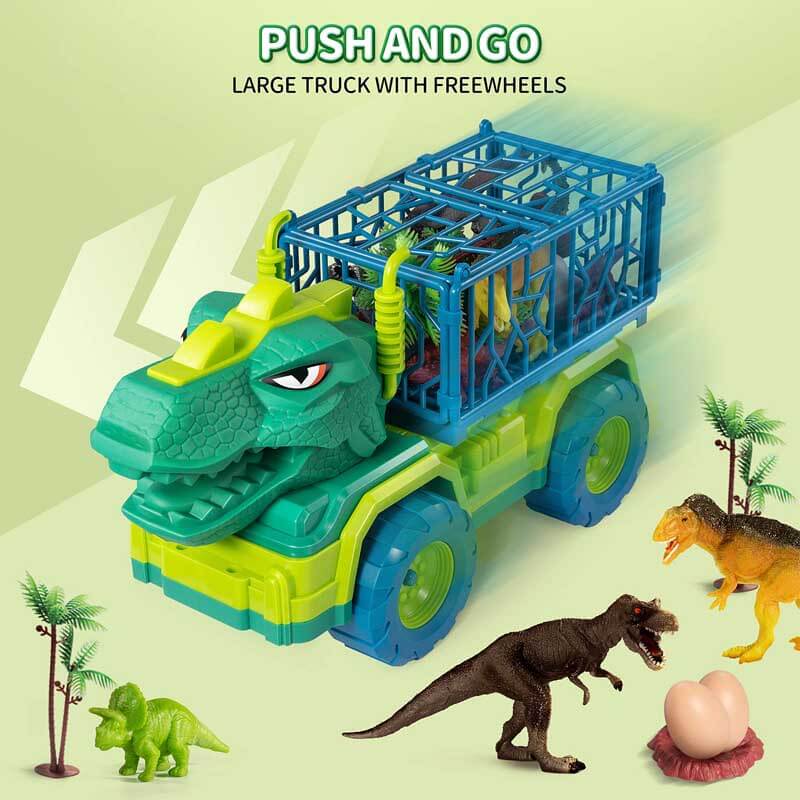 Dinosaur Transport Vehicle Playset with Figures for Kids