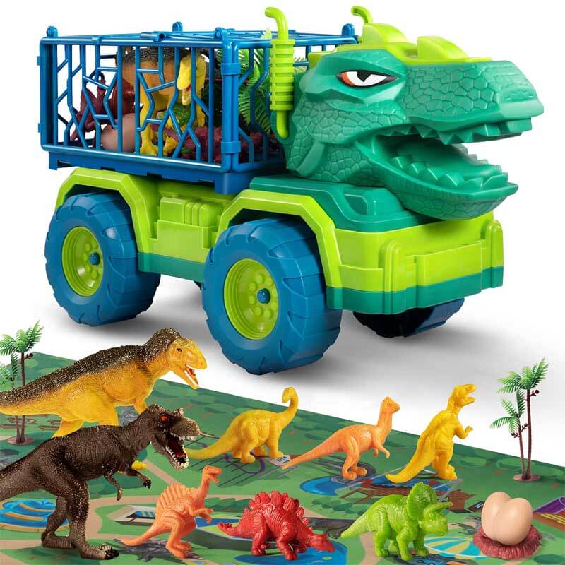 Dinosaur Transport Vehicle Playset with Figures for Kids