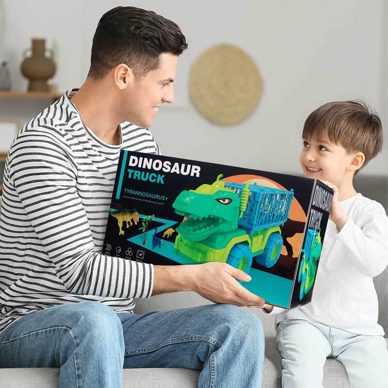 Dinosaur Transport Vehicle Playset with Figures for Kids