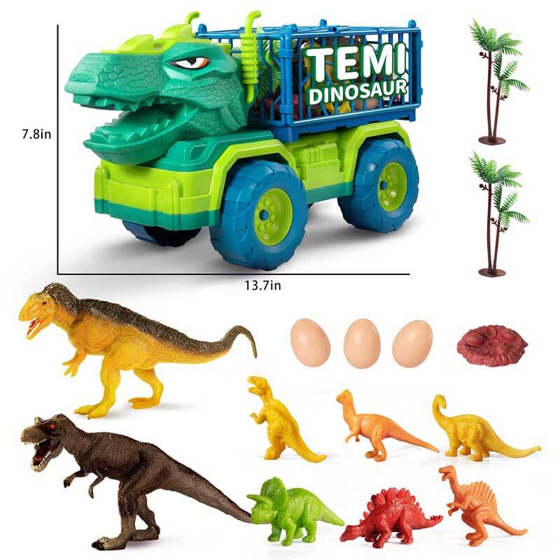 Dinosaur Transport Vehicle Playset with Figures for Kids