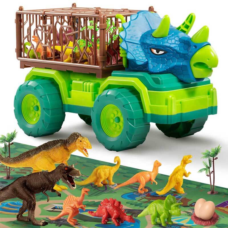 Dinosaur Transport Vehicle Playset with Figures for Kids