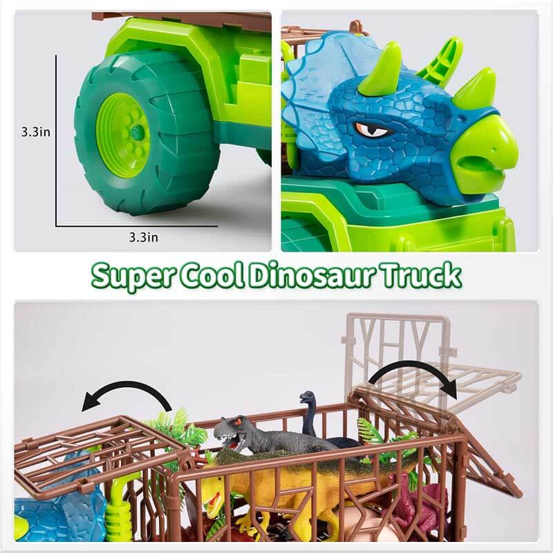 Dinosaur Transport Vehicle Playset with Figures for Kids