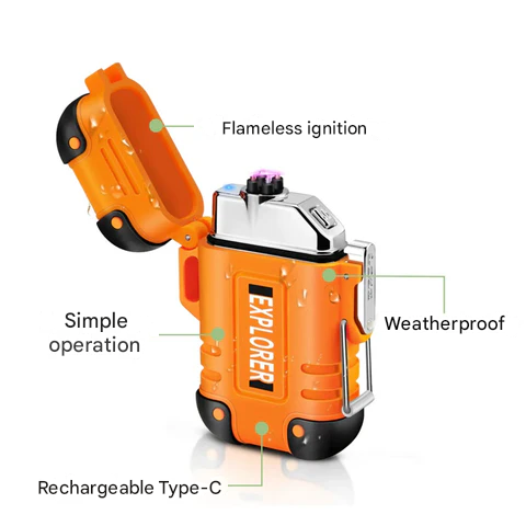 Wasserdichter Elektrofeuerzeug mit USB-C und IP56 Schutz