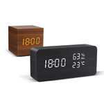 Elegant LED Alarm Clock with Natural Wood Elements