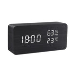 Elegant wooden LED alarm clock with multi-function display