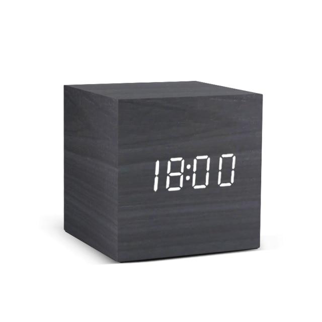 Elegant LED Alarm Clock with Natural Wood Elements