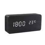 Elegant LED Alarm Clock with Natural Wood Elements