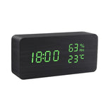Elegant wooden LED alarm clock with multi-function display