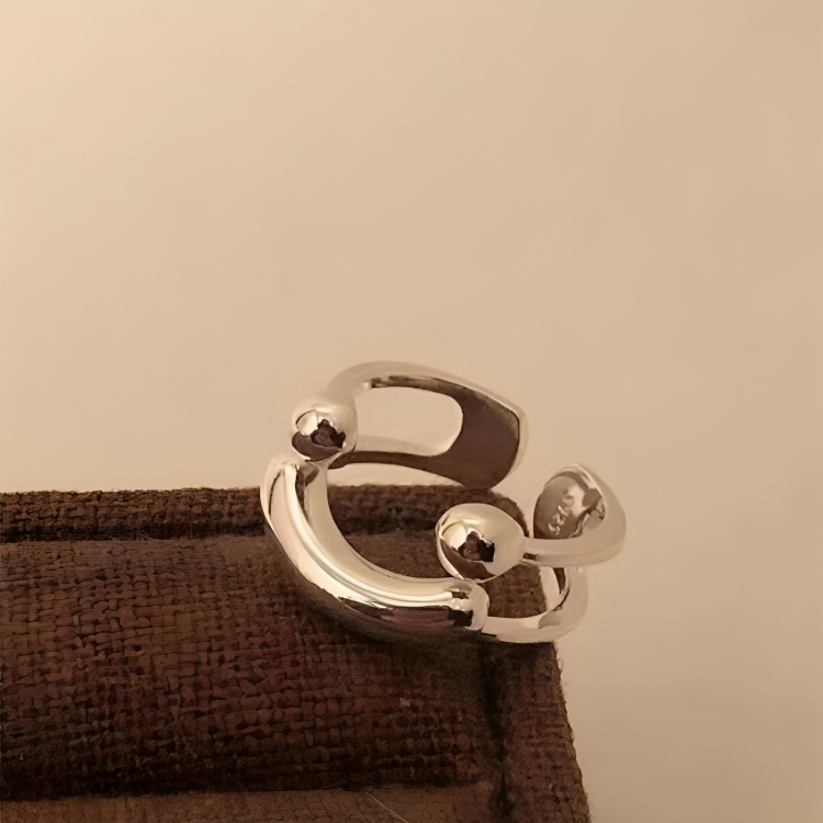 Smile Ring | Adjustable | Hypoallergenic | Silver-Look