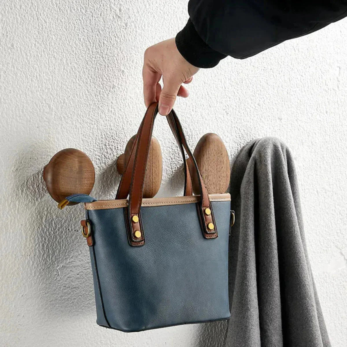 Elegant wall hooks made of fine wood for stylish storage