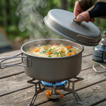 Backpacking Cookware Set with Folding Handle in Titanium