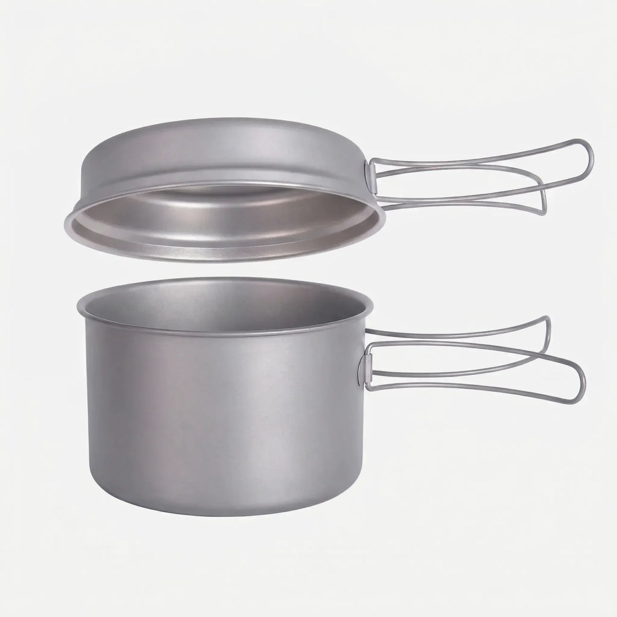Backpacking Cookware Set with Folding Handle in Titanium