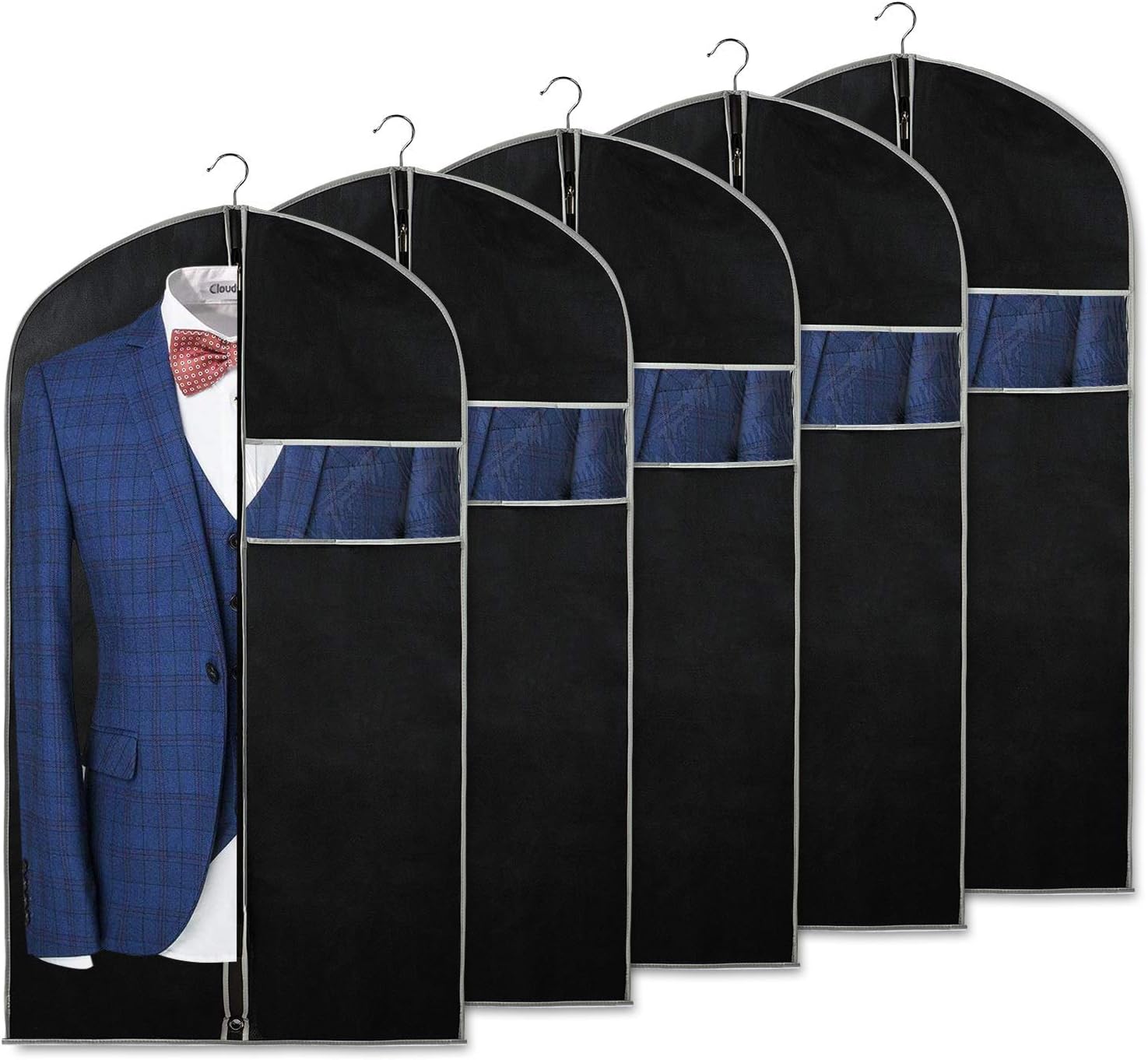 10-Pack Zippered Garment Bags with Viewing Window for All Sizes