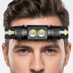 Rechargeable Dual-LED Headlamp for Outdoor Use - Unisex Design