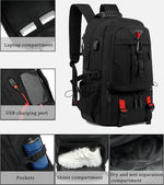 Expandable Travel Backpack for All Genders with USB Charging Port