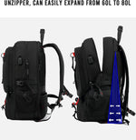 Expandable Travel Backpack for All Genders with USB Charging Port