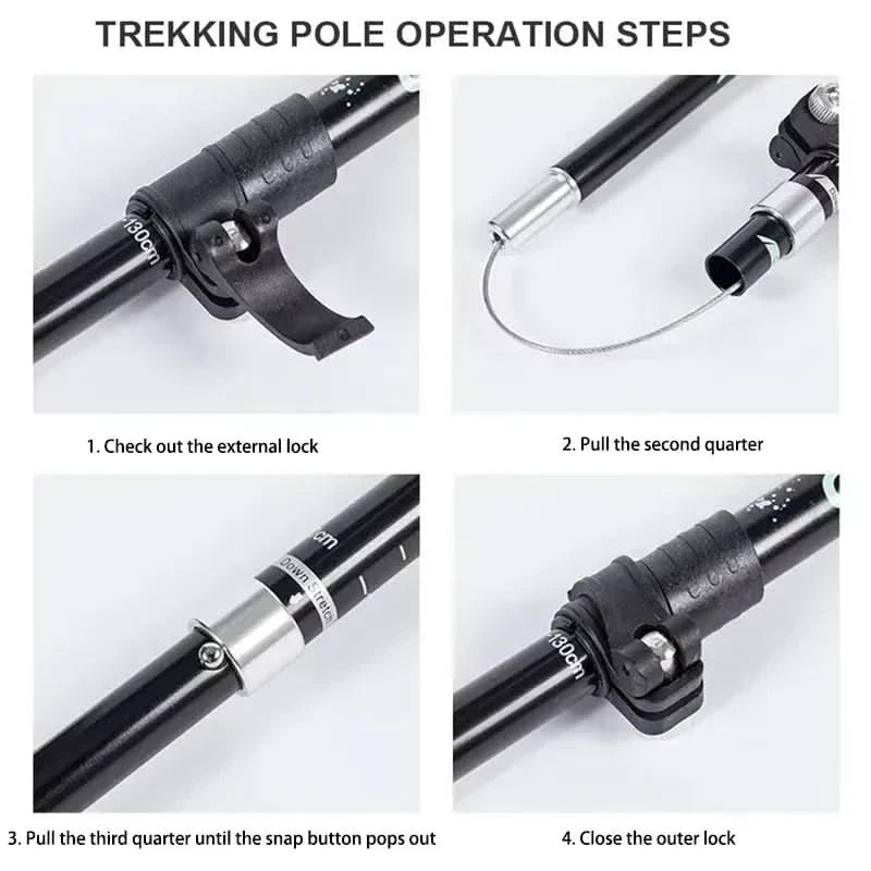 Foldable Hiking Poles for Outdoor Adventures - Unisex Design