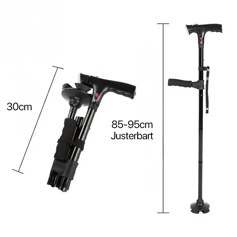 Folding Walking Stick for All Genders with Dual Grips and Safety Features