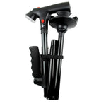Folding Walking Stick for All Genders with Dual Grips and Safety Features