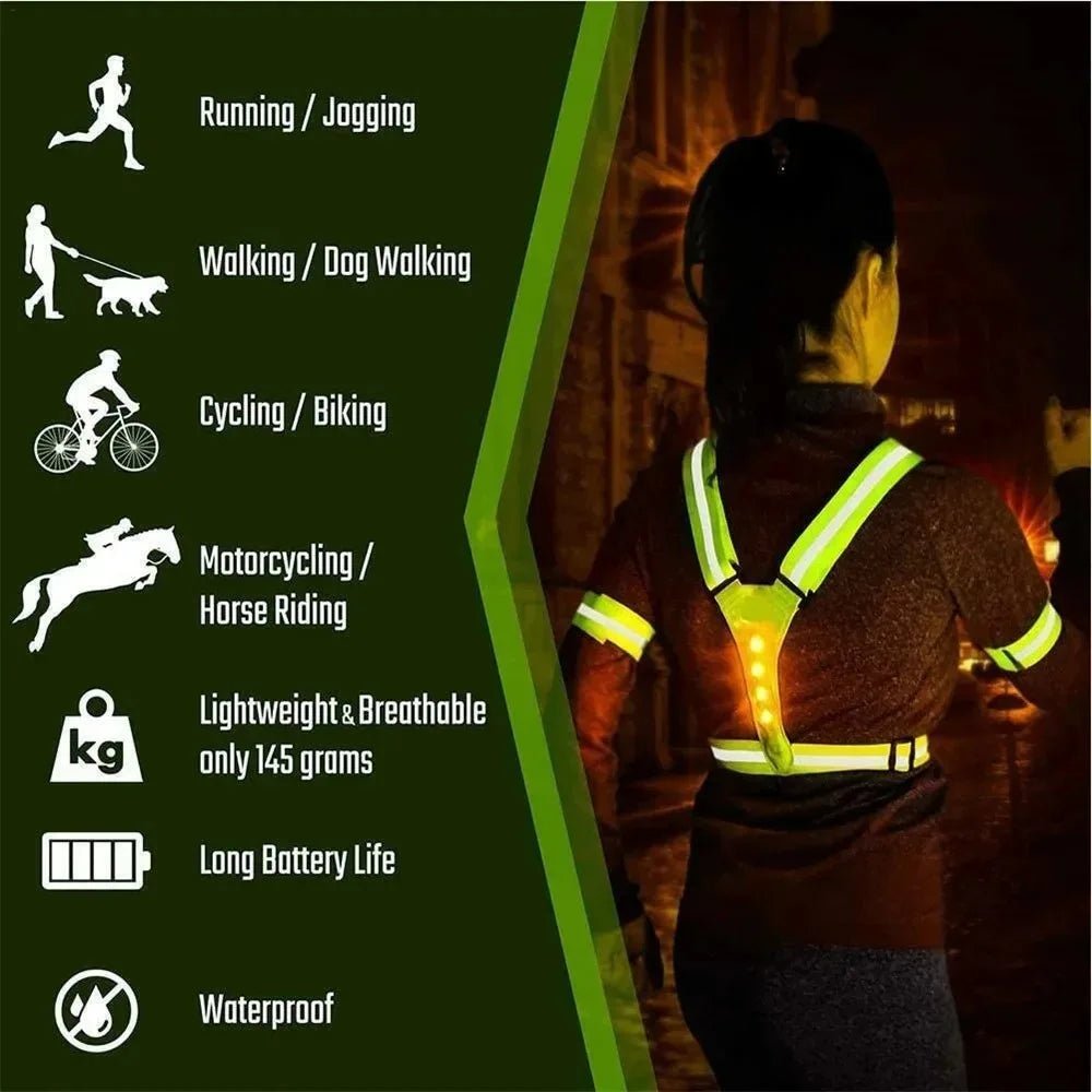 Reflective Running Vest for Unisex - LED Safety Gear for Nighttime