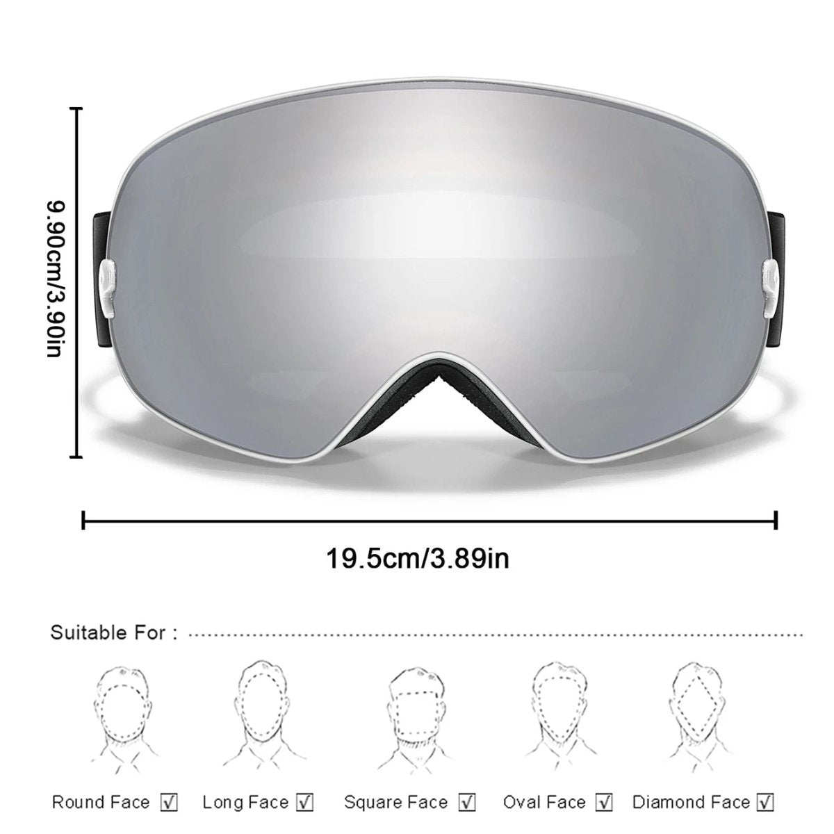 Unisex Ski Goggles with Anti-Fog, UV400 Protection and Night Vision Lens