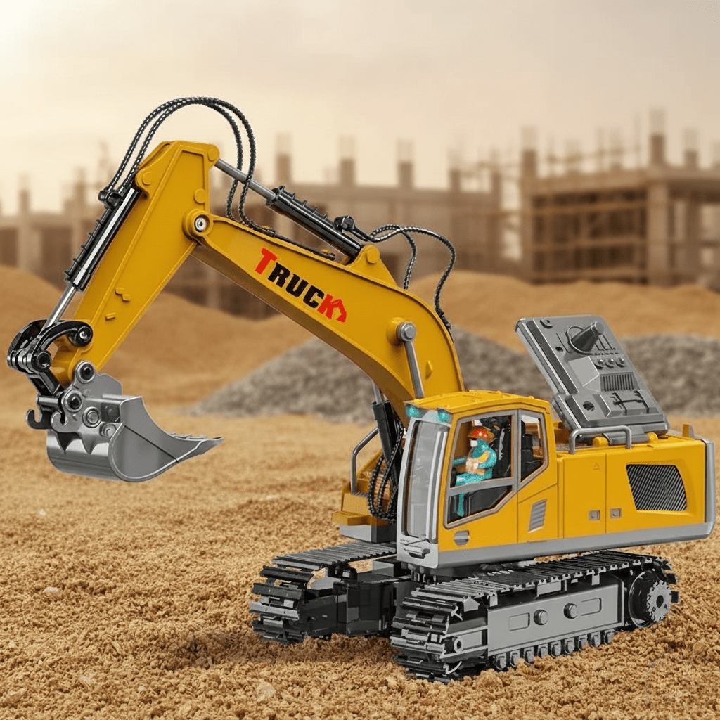 Metal Alloy Excavator Toy with Lights and Sound – Unisex Remote Control