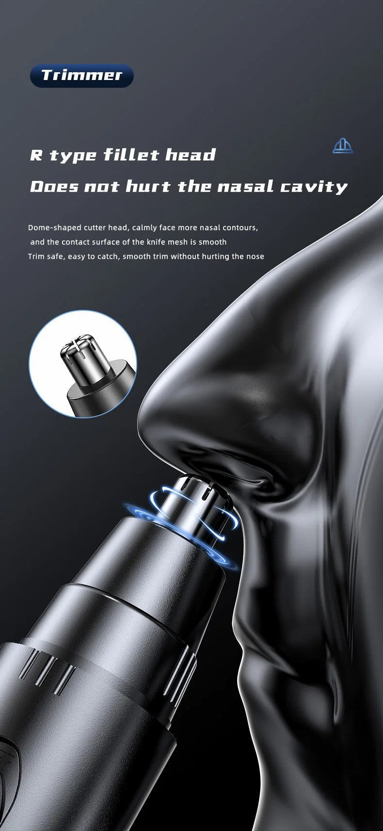 Rechargeable Painless Trimmer for Nose and Ear Hair – Unisex