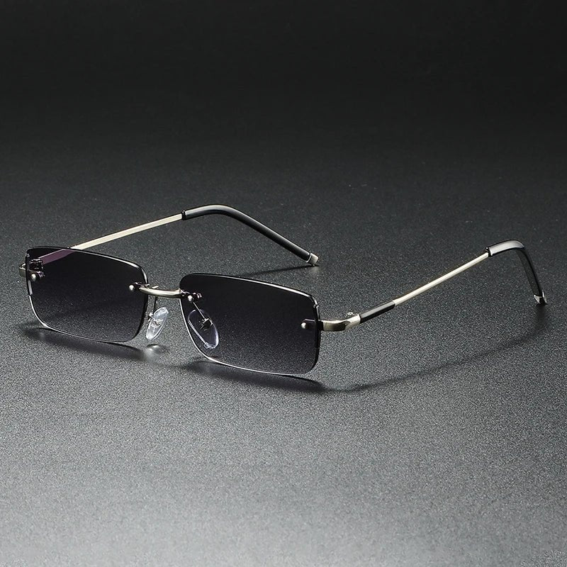 Rimless Rectangular Sunglasses for All with Gold Gradient Lenses