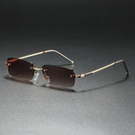 Rimless Rectangular Sunglasses for All with Gold Gradient Lenses