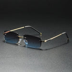 Rimless Rectangular Sunglasses for All with Gold Gradient Lenses