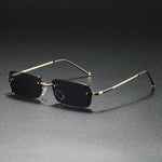 Rimless Rectangular Sunglasses for All with Gold Gradient Lenses