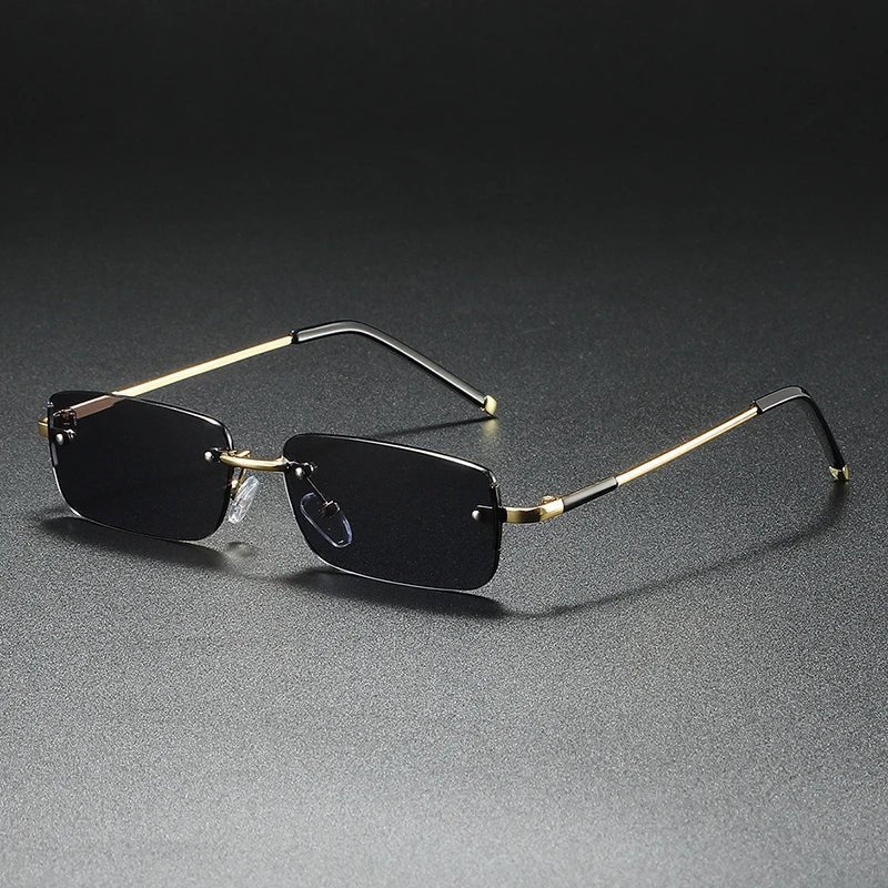 Rimless Rectangular Sunglasses for All with Gold Gradient Lenses