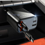 Fast 69W Power Car Charger with Universal Retractable USB-C