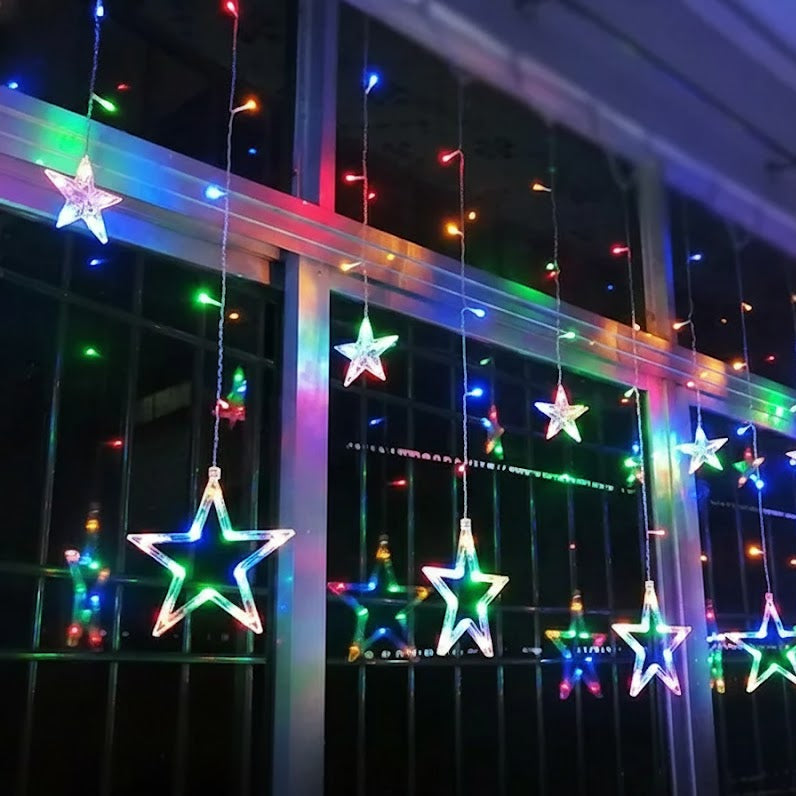 Funkelnde Sternenvorhanglichter für drinnen und draußen – Energiesparende Dekoration