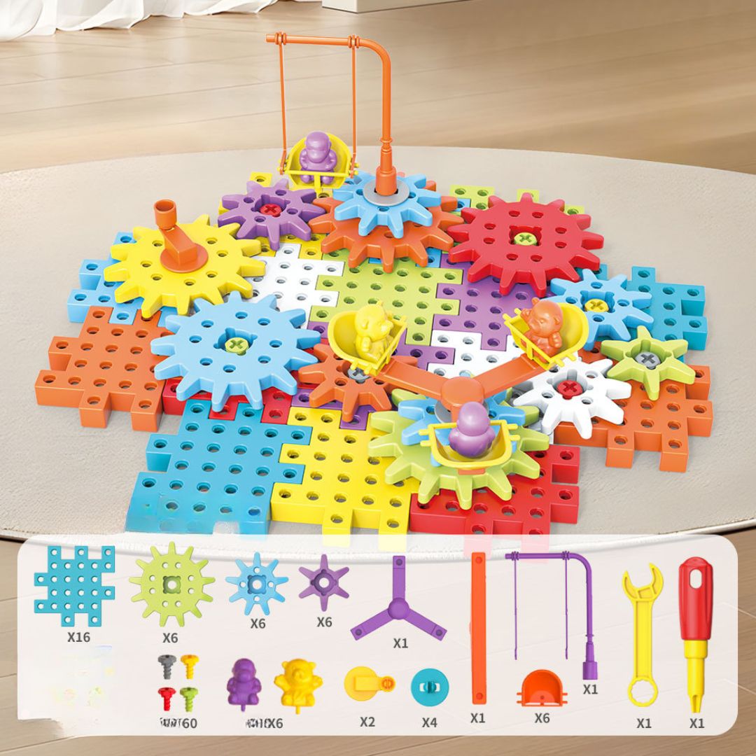 3D Zahnradspiel und Puzzle-Steine nach Montessori-Methode