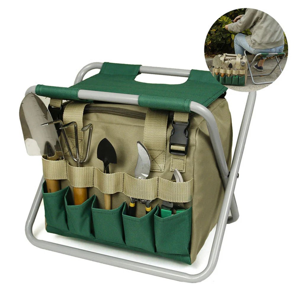 Gardener - Foldable, Portable, and Comfortable Chair with Tool Bag