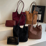 Luxurious suede bag with plenty of storage for any occasion