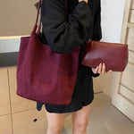 Luxurious suede bag with plenty of storage for any occasion