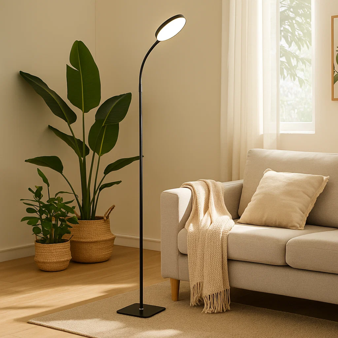 Moderne Stehlampe mit warmem Licht und elegantem Design