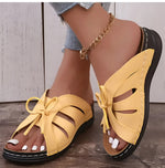 Elegante Damensandalen mit Schleife und Keilabsatz – Orthopädische Einlage
